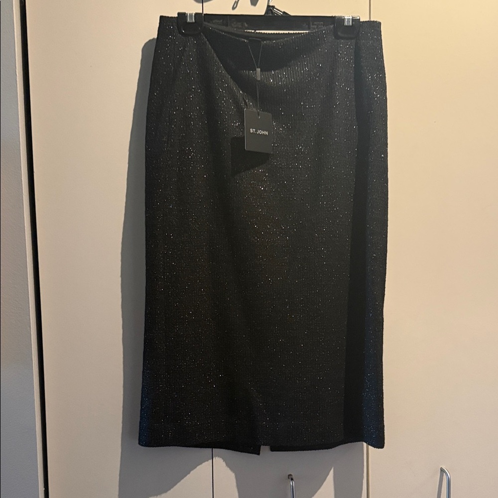 St. John Sparkling Black Pencil Skirt